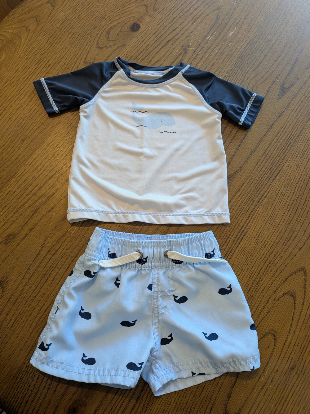 Starting Out Navy & Light Blue Baby Rash Guard Set, Sz 3-6 Months
